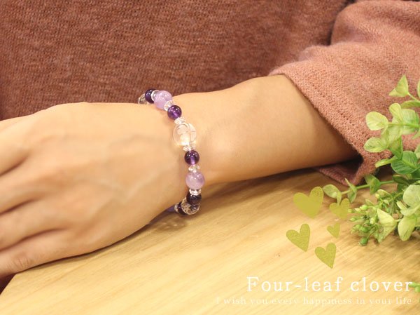 画像5: 【幸せの四葉クローバー】癒し・調和♪アメジスト×ラベンダーアメジスト パワーストーンブレスレット天然石ブレスレット 贈り物 ギフト プレゼント 誕生日 母の日