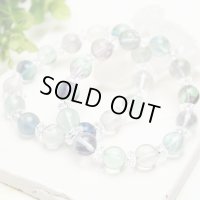 癒し・未来♪10ミリフローライト（蛍石）×ボタンカット水晶 パワーストーン　ブレスレット