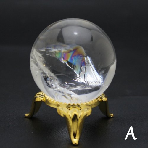 他の写真1: レインボー入 ◆ 水晶 【A】丸玉 約34ミリ 置石 スフィア メール便不可