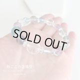 【幸せの四葉クローバー】癒し♪フローライト×カット水晶  パワーストーンブレスレット 天然石ブレスレット 女性用 レディース