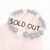 集中力アップ！8ミリ ブラックオニキス× 5天水晶【五芒星】パワーストーンブレスレット 天然石ブレスレット 男性用 女性用 メンズ レディース 黒 ブラック クリア