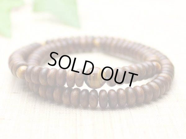 画像4: 内周15.5cm【108玉ブレス】栴檀 虎目石 (せんだん とらめいし) 数珠ブレスレット (4)