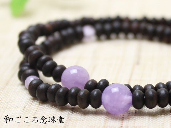画像3: 内周18cm【108玉 数珠 ブレスレット】縞黒檀 藤雲石 (しまこくたん とううんせき) 2重 腕輪念珠 敬老の日 贈り物 ギフト (3)