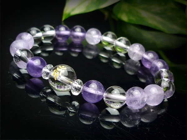 画像2: 選べる!【守護梵字ブレス】調和と安定♪アメジスト パワーストーン 数珠 ブレスレット  2月 誕生石 紫 パープル 男性用 女性用 メンズ レディース (2)