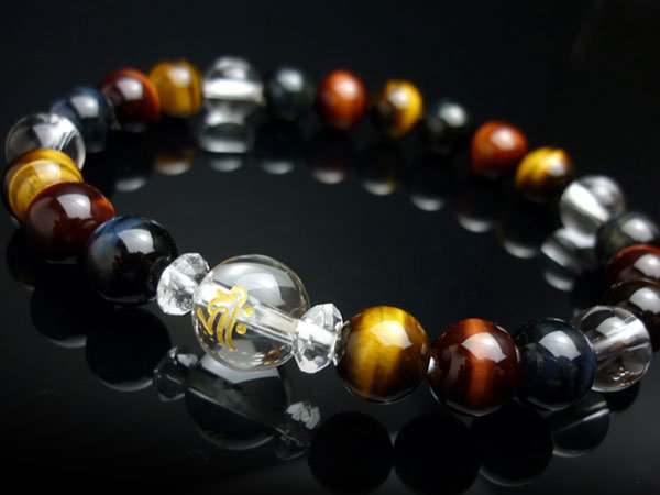 画像7: 選べる!【守護梵字ブレス】極艶!高級 青・赤・3色 虎目石 パワーストーン 数珠 ブレスレット 男性用 女性用 メンズ レディース (7)