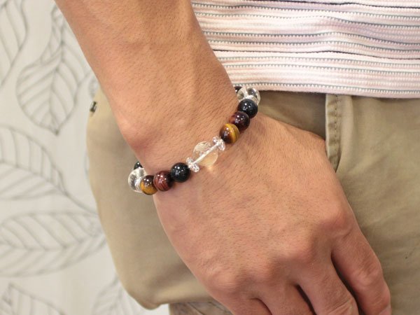 画像6: 【開運四神ブレス】金運・仕事運アップ♪10ミリ 3色タイガーアイ 虎目石 パワーストーン 数珠 ブレスレット メンズ レディース 男性用 女性用 父の日 贈り物 プレゼント (6)