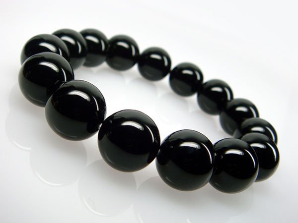 画像2: 極艶 ♪ 大玉 14ミリ ブラックオニキス パワーストーン ブレスレット (2)
