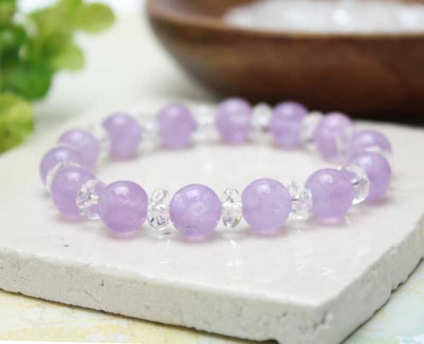 画像3: 癒し・リラックス♪10ミリ ラベンダーアメジスト カット水晶 パワーストーン ブレスレット 紫 パープル メンズ レディース 男性用 女性用 (3)