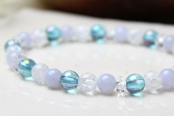 画像3: 【良好な人間関係】 アクアオーラ・ブルーレース・クラック水晶 その他 パワーストーン ブレスレット (3)