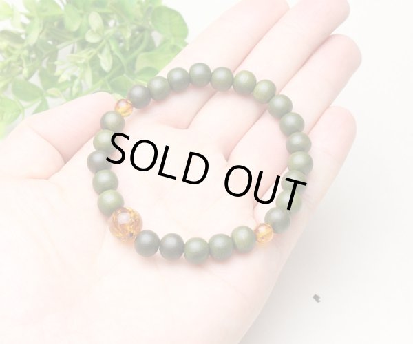 画像3: 【サイズが選べる】8ミリ 生命樹 (緑檀) 琥珀仕立 数珠ブレスレット (3)