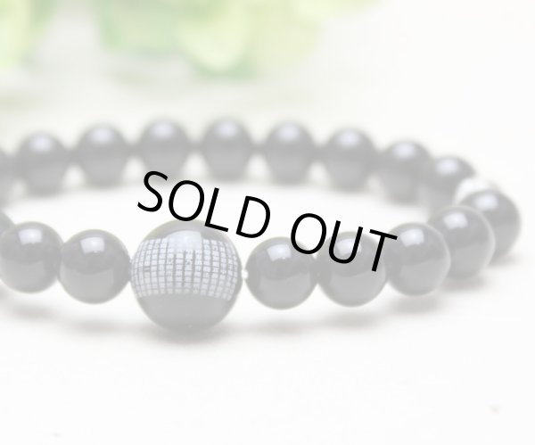 画像5: サイズが選べる【1玉 般若心経彫り】 ブラックオニキス 数珠 ブレスレット (5)