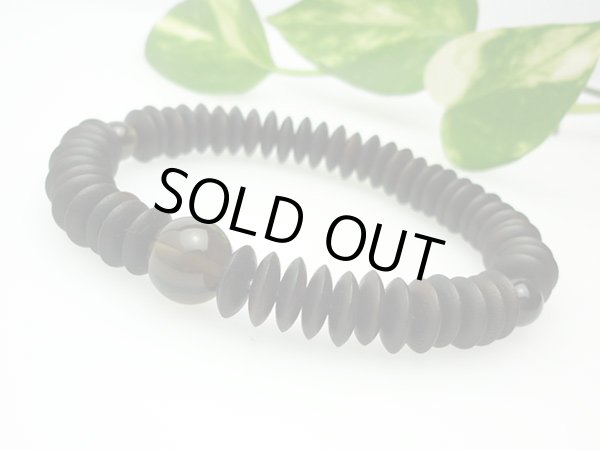 画像4: 大感謝セール【54玉ブレス】縞黒檀 茶水晶 数珠ブレスレット (4)