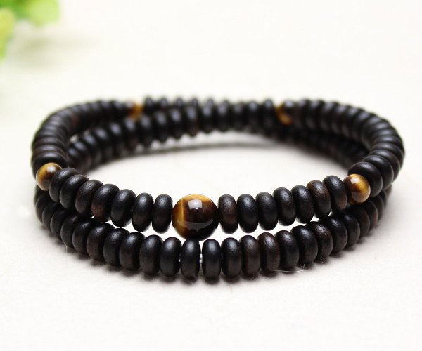画像4: 内周16.5cm【108玉ブレス】縞黒檀 虎目石(しまこくたん とらめいし) 数珠ブレスレット (4)