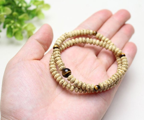 画像2: 内周17cm【108玉ブレス】 星月菩提樹 虎目石 (せいげつぼだいじゅ とらめいし)数珠ブレスレット (2)