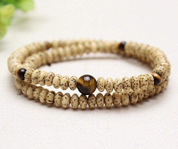 画像3: 内周17cm【108玉ブレス】 星月菩提樹 虎目石 (せいげつぼだいじゅ とらめいし)数珠ブレスレット (3)