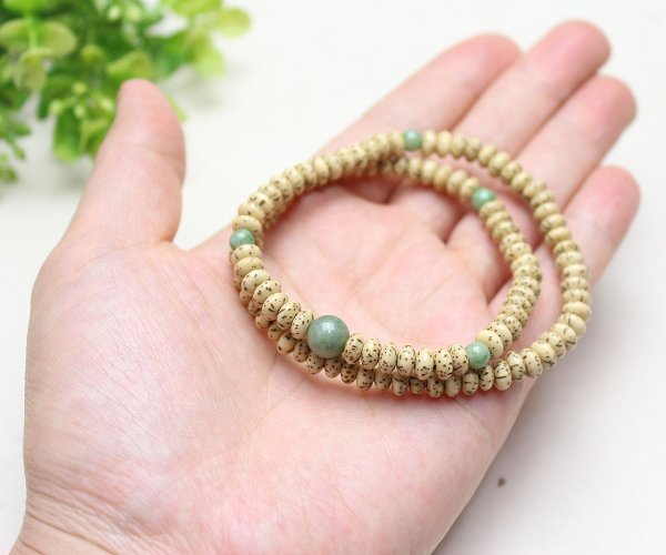 画像2: 内周17cm【108玉ブレス】星月菩提樹 独山玉 (せいげつぼだいじゅ どくさんぎょく) 数珠ブレスレット (2)