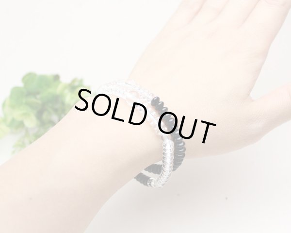 画像3: 内周17cm【京都法珠庵 108玉ブレス】水晶 ブラックオニキス 数珠 ブレスレット  (3)