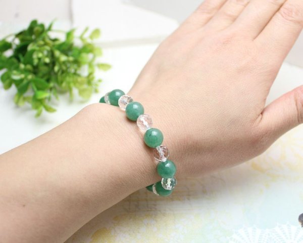 画像3: 健康・癒し♪10ミリ アベンチュリン×カット水晶 パワーストーン ブレスレット (3)