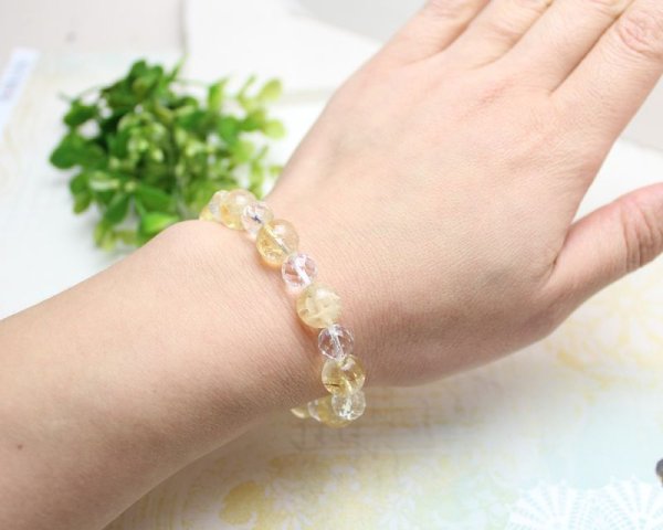画像3: 限定1本!お値下げ中!10ミリ シトリン(黄水晶)×カット水晶 パワーストーン ブレスレット 11月 誕生石 メンズ レディース 男性用 女性用 黄色 イエロー (3)