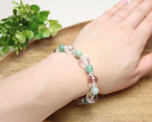 画像4: 【開運四神】アベンチュリン&ビルマ翡翠 極上水晶 パワーストーン ブレスレット メンズレディース男性用女性用 龍神 天然石ブレスレット (4)