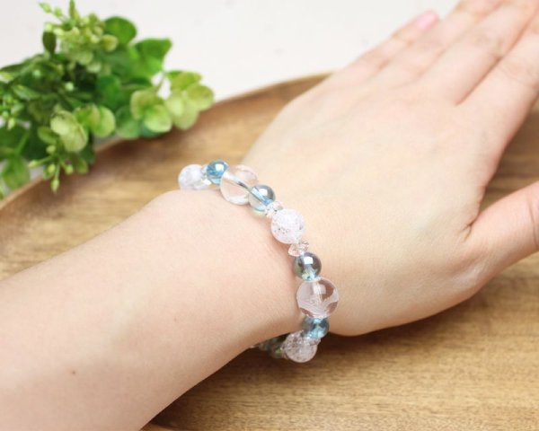 画像5: 【開運四神ブレス】オーラを高め、幸運体質に♪ アクアオーラ クラック水晶 パワーストーンブレスレット (5)