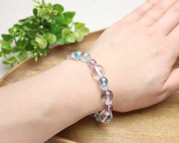 画像6: 【開運四神ブレス】自分らしく☆経済的安定♪アメトリン×アクアオーラ×フローライト メンズ レディース 男性用 女性用 紫 黄色 パープル イエロー 天然石 ブレスレット パワーストーン (6)