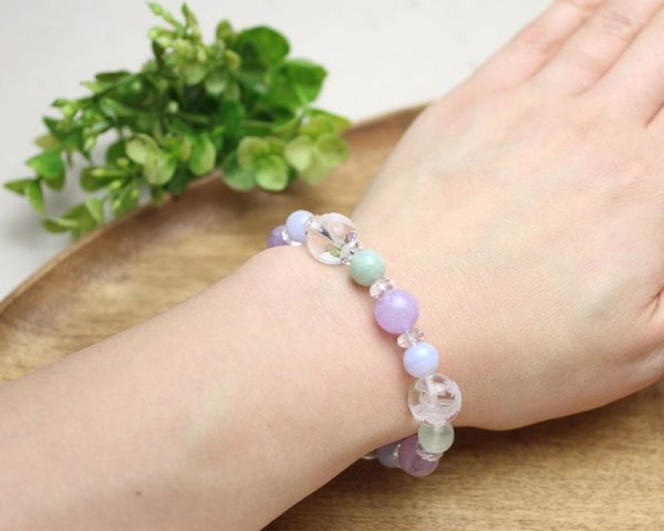 画像4: 【開運四神ブレス】良好な人間関係♪ラベンダーアメジスト×ブルーレース×ビルマ翡翠×プレナイト パワーストーンブレスレット (4)