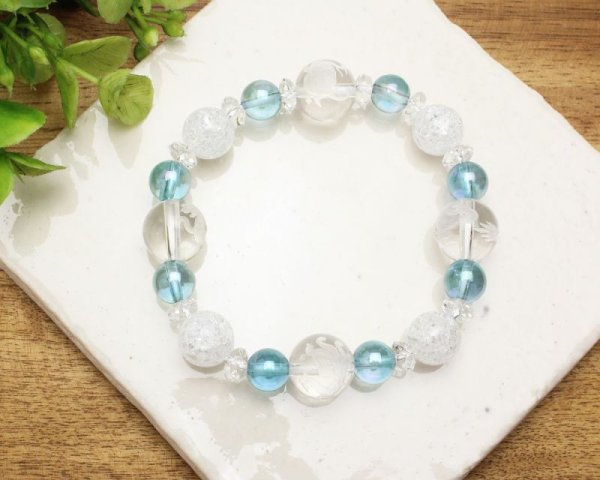 画像4: 【開運四神ブレス】オーラを高め、幸運体質に♪ アクアオーラ クラック水晶 パワーストーンブレスレット (4)