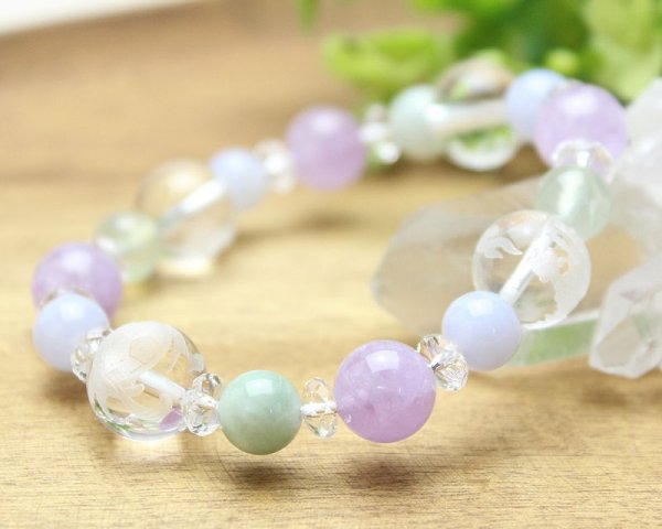 画像3: 【開運四神ブレス】良好な人間関係♪ラベンダーアメジスト×ブルーレース×ビルマ翡翠×プレナイト パワーストーンブレスレット (3)