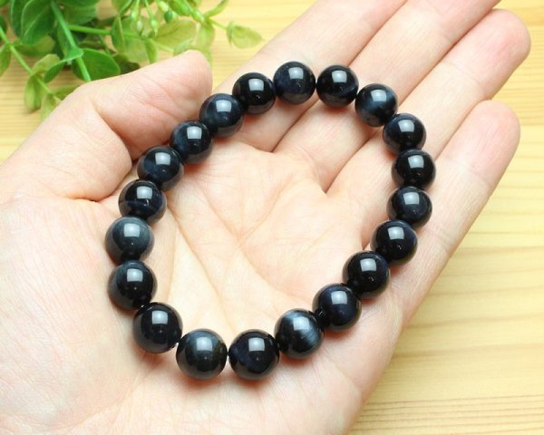 画像3: 冷静な判断力♪10ミリ高級青虎目石(ブルータイガーアイ・ホークスアイ)パワーストーンブレスレット男性用 女性用 メンズ レディース (3)