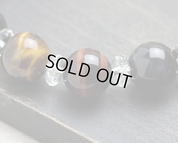 画像8: 極艶♪12ミリ高級青・赤・虎目石×水晶 パワーストーン ブレスレット 数珠 (8)