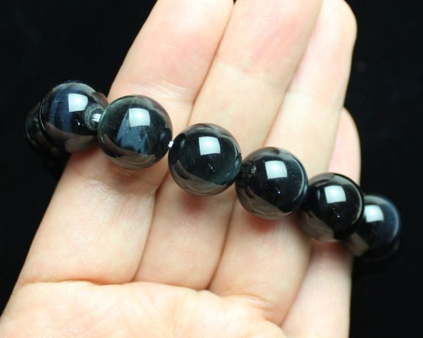 画像3: 限定1本【アウトレット・50%OFF】14ミリ 青虎目石 ホークスアイ パワーストーン ブレスレット (3)