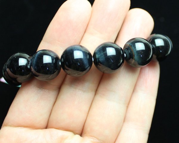 画像2: 限定1本【アウトレット・50%OFF】14ミリ 青虎目石 ホークスアイ パワーストーン ブレスレット (2)