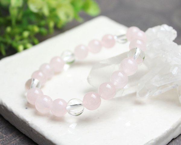 画像4: 恋のお守り♪ 美のサポート 8ミリローズクォーツ 5天水晶 パワーストーン ブレスレット【五芒星】メンズ レディース 男性用 女性用 父の日 母の日 (4)