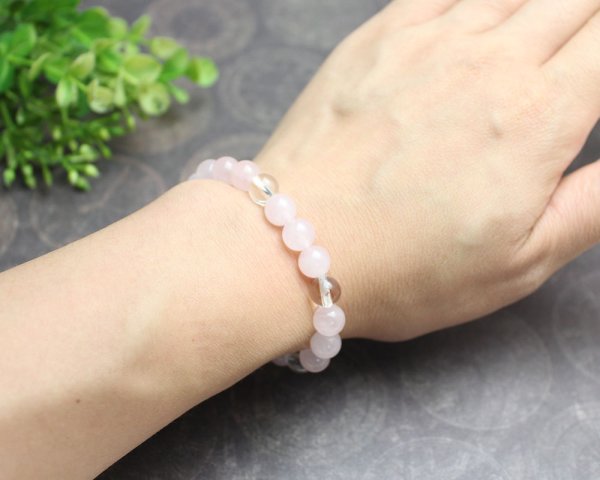 画像5: 恋のお守り♪ 美のサポート 8ミリローズクォーツ 5天水晶 パワーストーン ブレスレット【五芒星】メンズ レディース 男性用 女性用 父の日 母の日 (5)