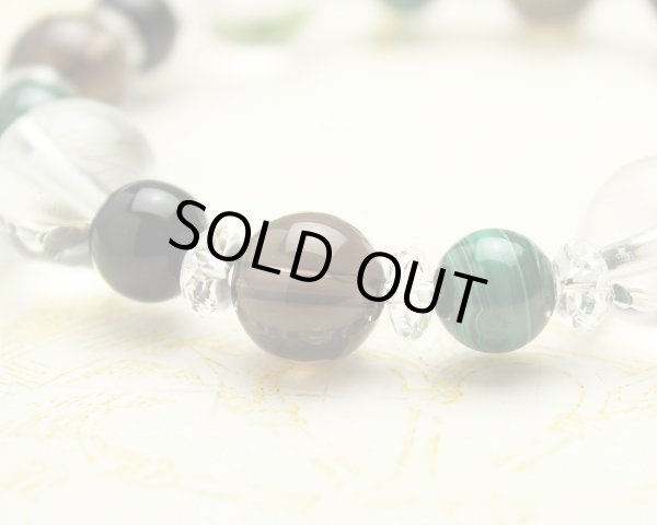 画像5: 【開運四神】マラカイト×ブラックオニキス×スモーキークォーツ パワーストーン ブレスレット 男性用 女性用 メンズ レディース 緑 グリーン 孔雀石 (5)