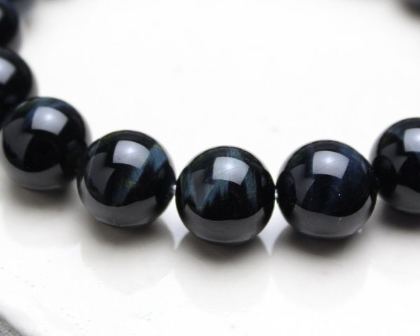 画像2: 金運・仕事運UPのお守りに!12ミリ 高級青虎目石 パワーストーン 数珠 ブレスレット メンズ レディース 男性用 女性用 (2)