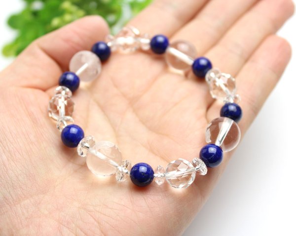 画像4: 【開運四神ブレス】邪気を祓い、強運を運ぶ♪ 8ミリ極上 ラピス × カット水晶 パワーストーンブレスレット (4)