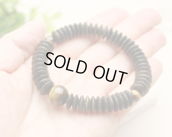 画像3: 大感謝セール【54玉ブレス】緑檀(生命樹) 虎目石 数珠ブレスレット (3)