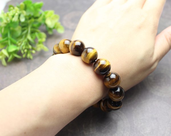 画像3: 金運・仕事運アップに!大玉14ミリ 高級虎目石 パワーストーン ブレスレット メンズ レディース 男性用 女性用 父の日 母の日 敬老の日 ペア (3)