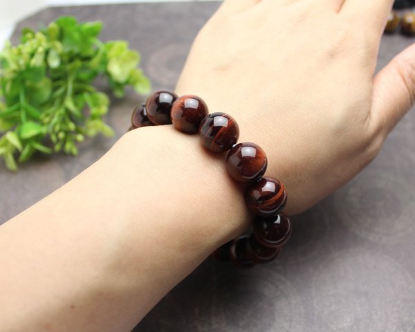 画像3: 大玉14ミリ高級赤虎目石 パワーストーン ブレスレット メンズ レディース 男性用 女性用 天然石ブレスレット (3)