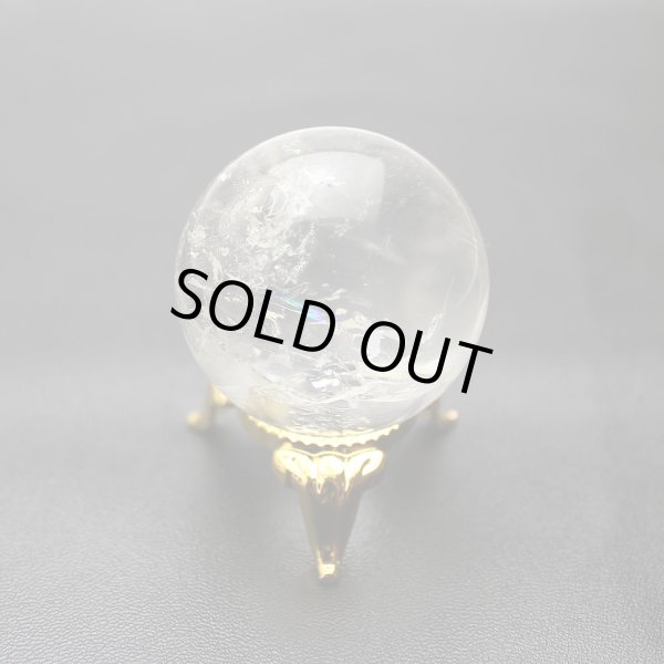 画像5: レインボー入 ◆ 水晶 丸玉 約37ミリ 置石 メール便不可 (5)