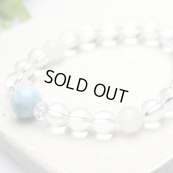 画像3: 【写真現品お届け】人生に喜びをもたらす★ラリマー10ミリ入 8ミリ水晶 ムーンストーン パワーストーンブレスレット (3)