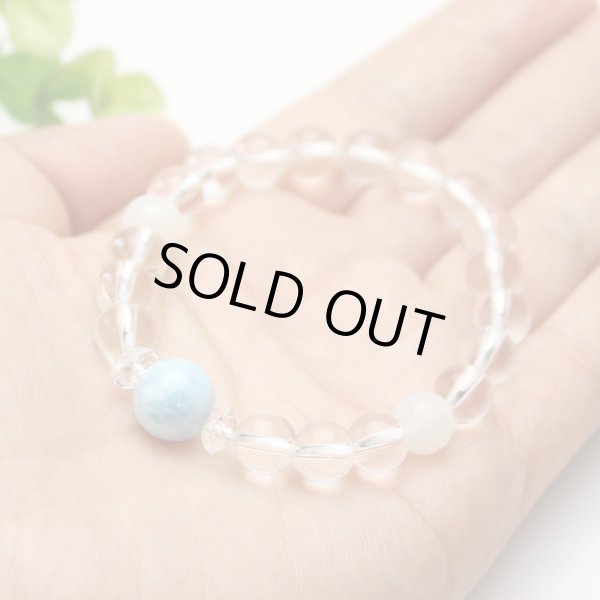 画像4: 【写真現品お届け】人生に喜びをもたらす★ラリマー10ミリ入 8ミリ水晶 ムーンストーン パワーストーンブレスレット (4)