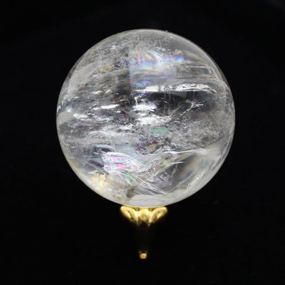 画像1: レインボー入 ◆ 水晶 丸玉 約49ミリ 置石 メール便不可