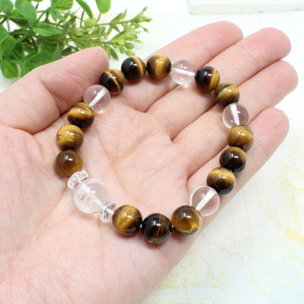 画像3: 運気UP!昇り龍彫り水晶×極上虎目石 パワーストーン ブレスレット (3)