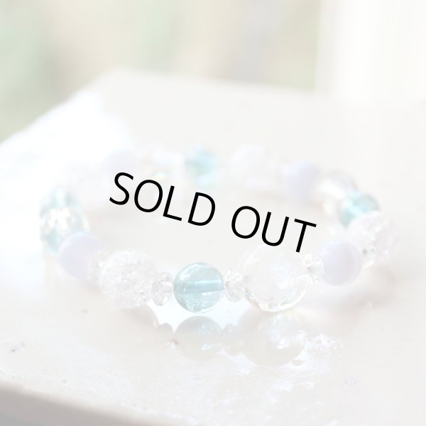 画像8: 【幸せの四葉クローバー】癒し・オーラ・直感を高める♪アクアオーラ×ブルーレース パワーストーンブレスレット (8)