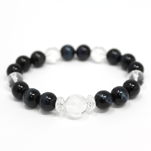 画像3: 運気UP!昇り龍彫り水晶×極上 青虎目石 パワーストーン ブレスレット (3)