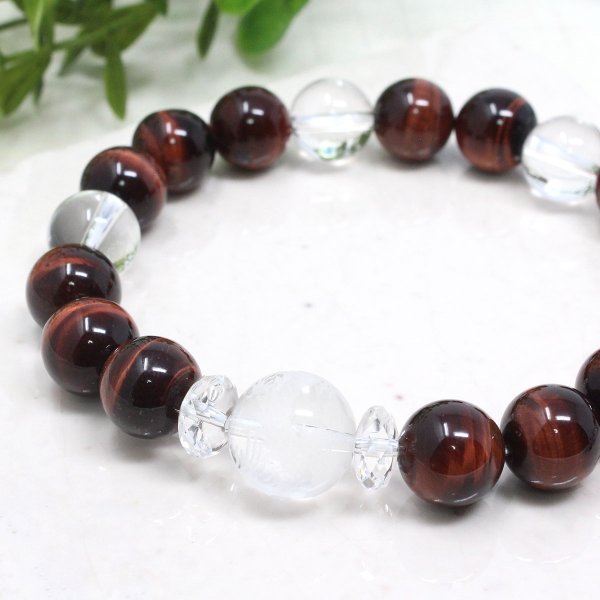 画像4: 運気UP!昇り龍彫り水晶 × 赤虎目石 パワーストーン ブレスレット メンズレディース 男性用 女性用 父の日 母の日 敬老の日 ペア 誕生日プレゼント 贈り物 (4)