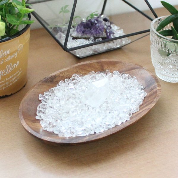 画像8: 【すぐに使える浄化3点セット】ブラジル産水晶さざれ+水晶ポイント+木皿 浄化セット ※おまかせ無料配送対象外 ヒーリング スピリチュアル (8)